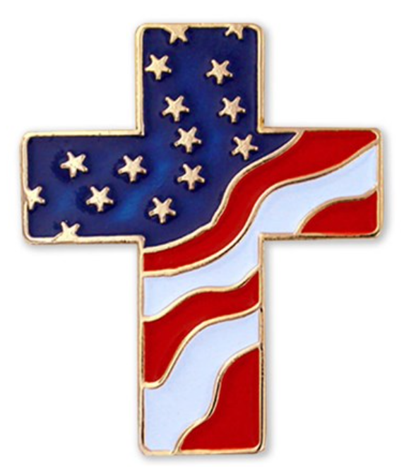 American Flag Cross Pin Magnetic Back