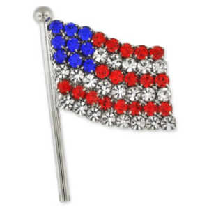 Rhinestone American Flag Brooch Pin